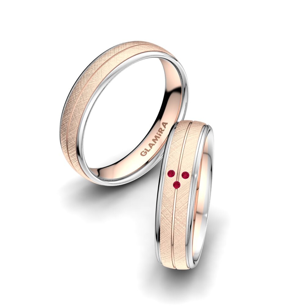 18K Rood & Wit Goud Robijn Trouwring Brilliant Step 5 mm