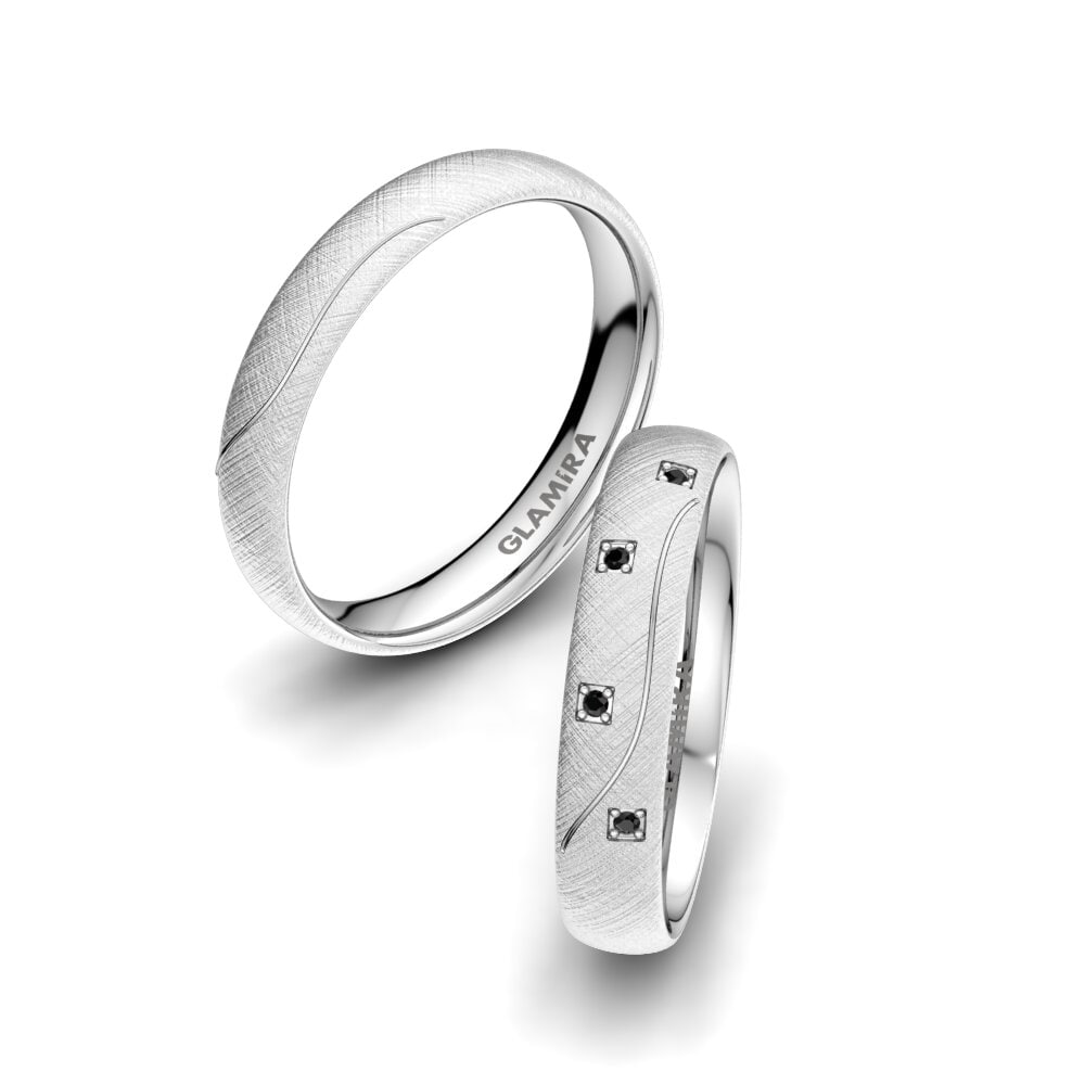 18K Wit Goud Zwarte Saffier Trouwring Brilliant Touch 4 mm