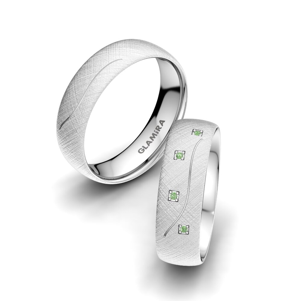 Green Diamond Wedding Ring Brilliant Touch 6 mm