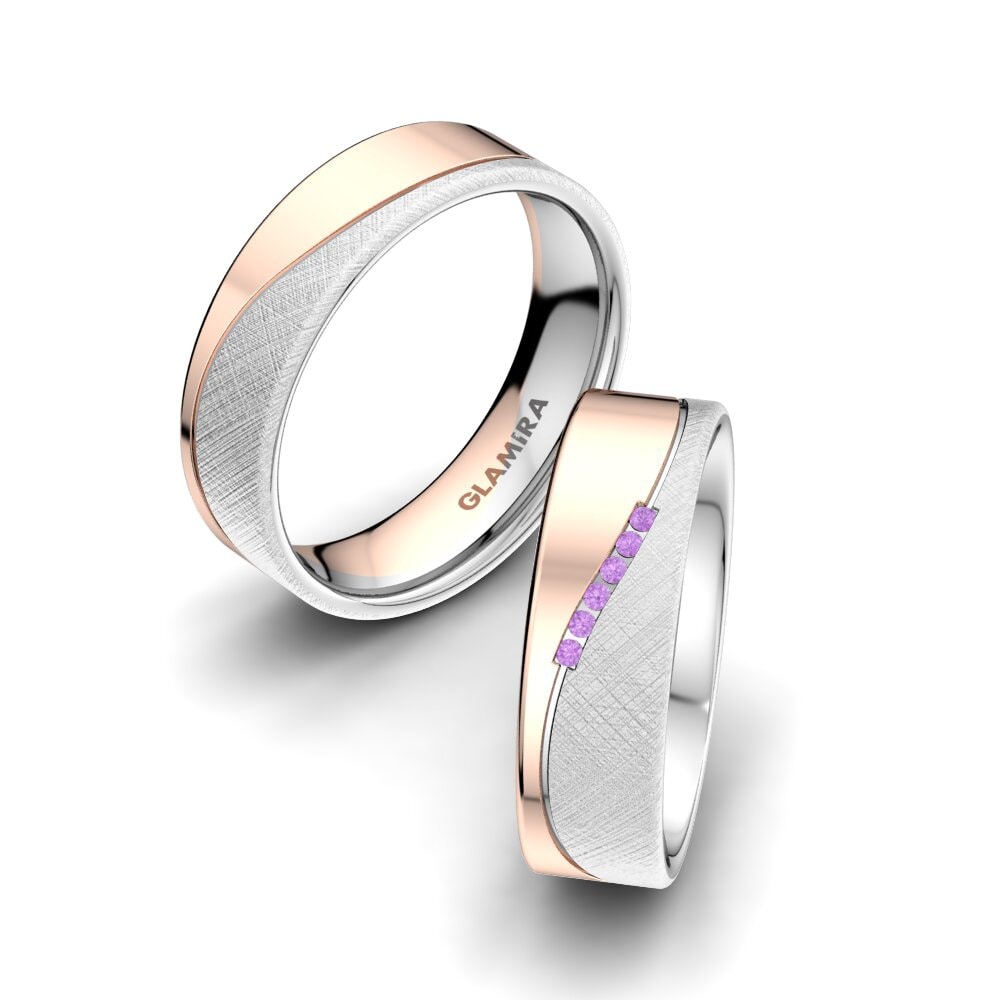 Amethyst Wedding Ring Shining Energy 6 mm