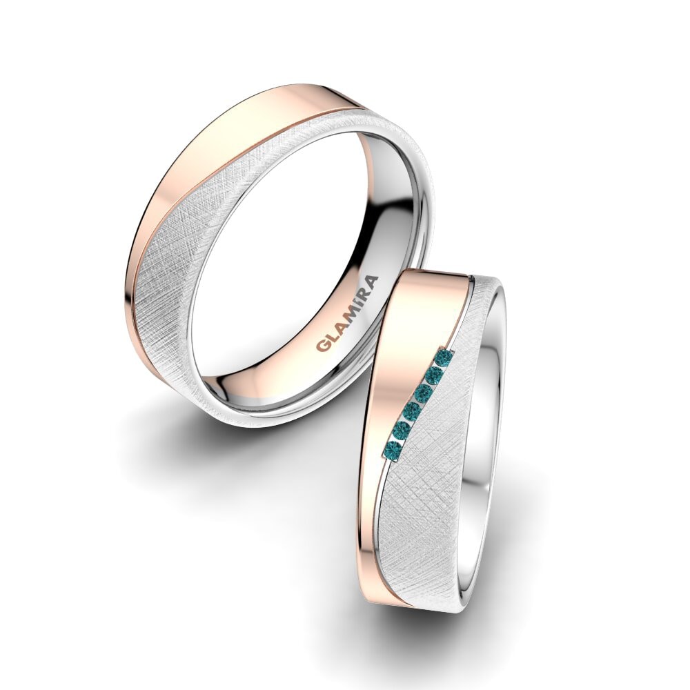 Diamante Azul Anillo de boda Shining Energy 6 mm