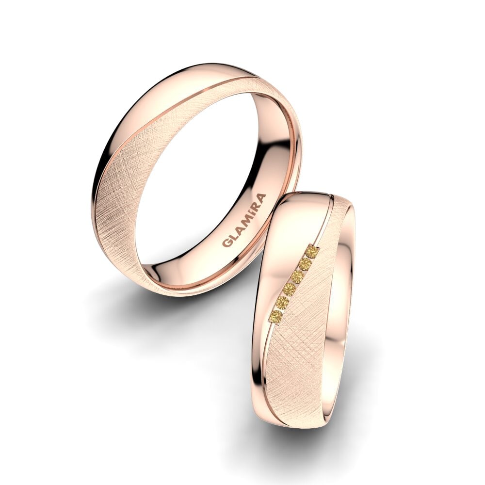 18k Oro Rosa Diamante Marrón Anillo de boda Shining Energy 6 mm