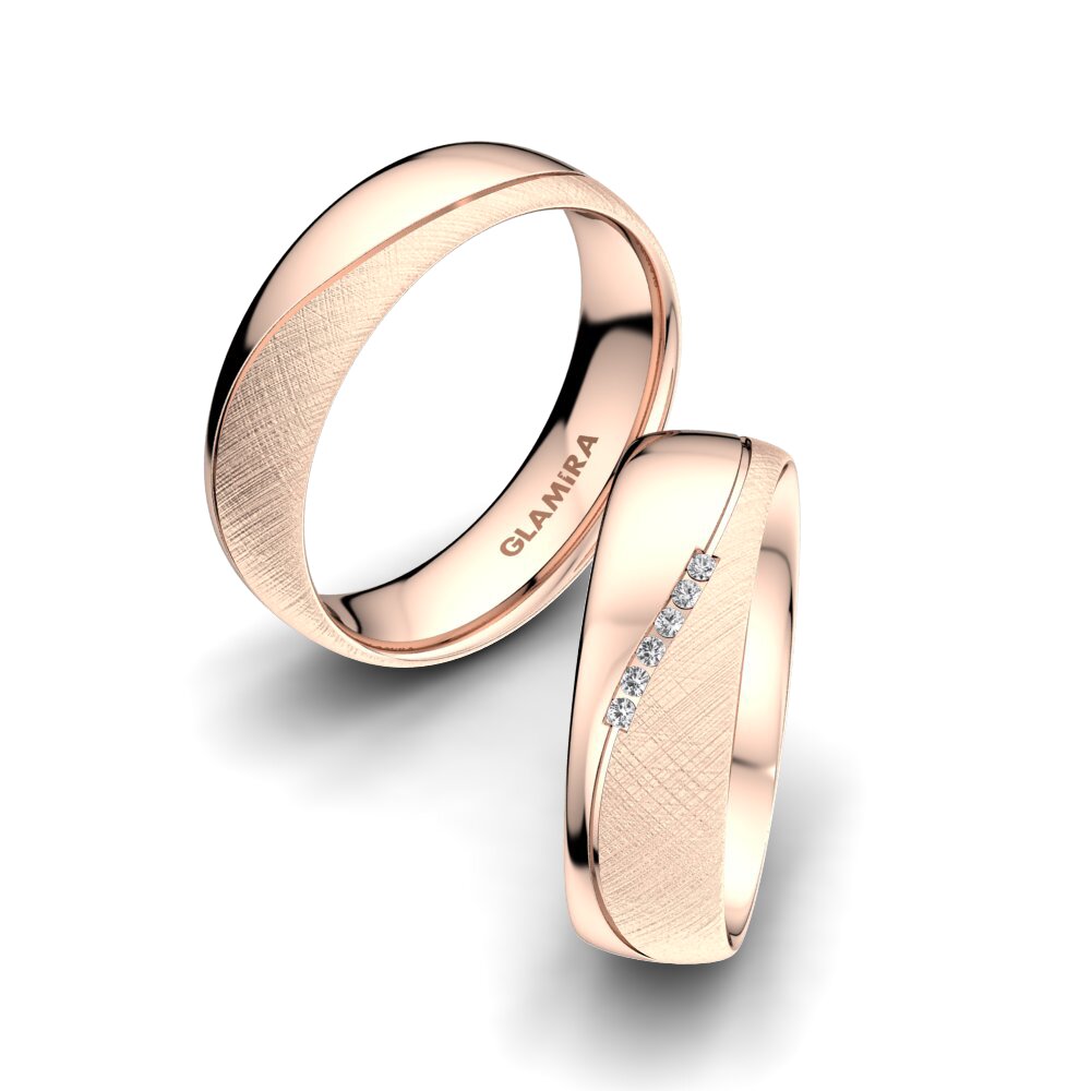 18k Oro Rosa Zafiro blanco Anillo de boda Shining Energy 6 mm