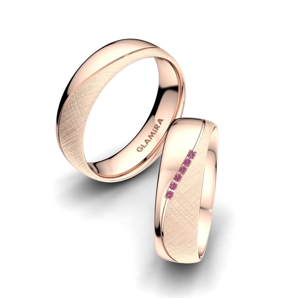18k Oro Rosa Granate Rhodolite Anillo de boda Shining Energy 6 mm