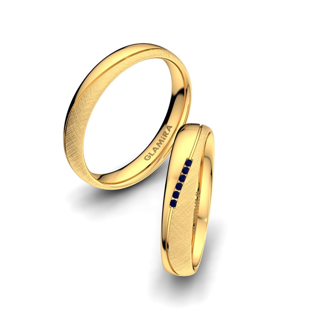14ct Yellow Gold Sapphire Wedding Ring Shining Energy 4 mm