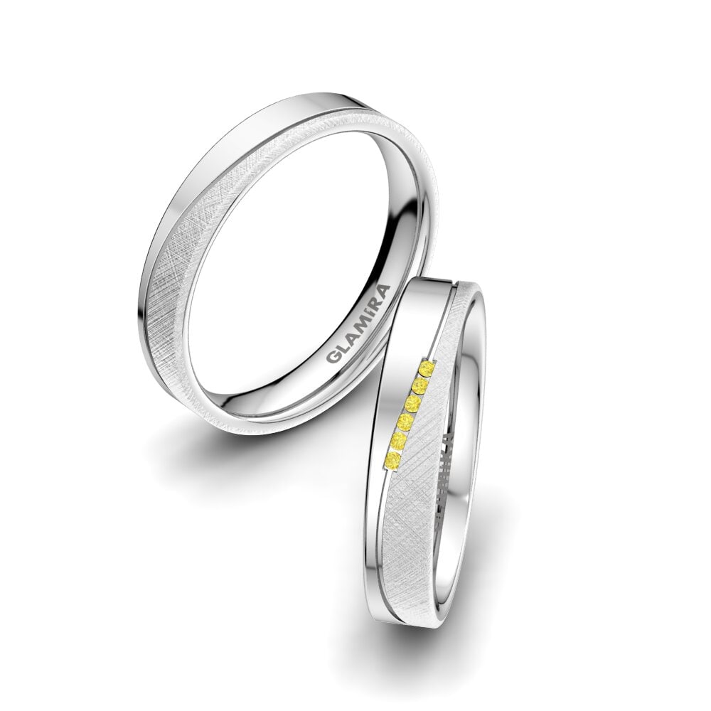 Yellow Sapphire Wedding Ring Shining Energy 4 mm
