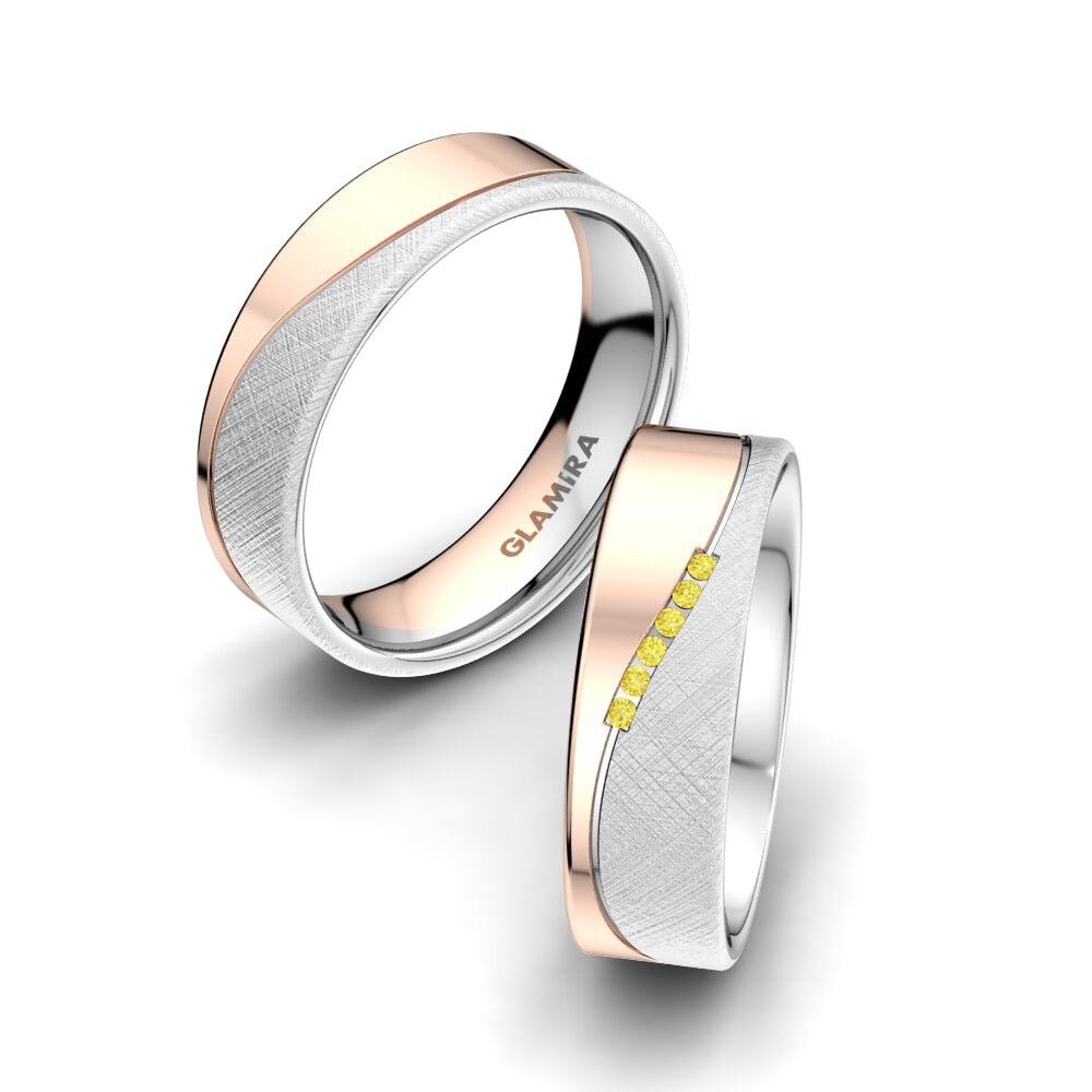Yellow Sapphire Wedding Ring Shining Energy 6 mm