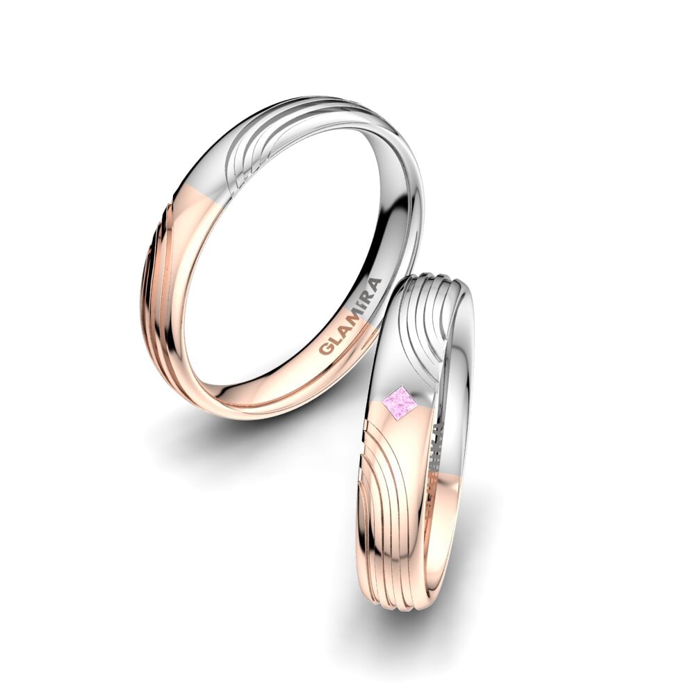9k Oro Rosa & Blanco Zafiro Rosado Anillo de boda Alluring Twist 4 mm