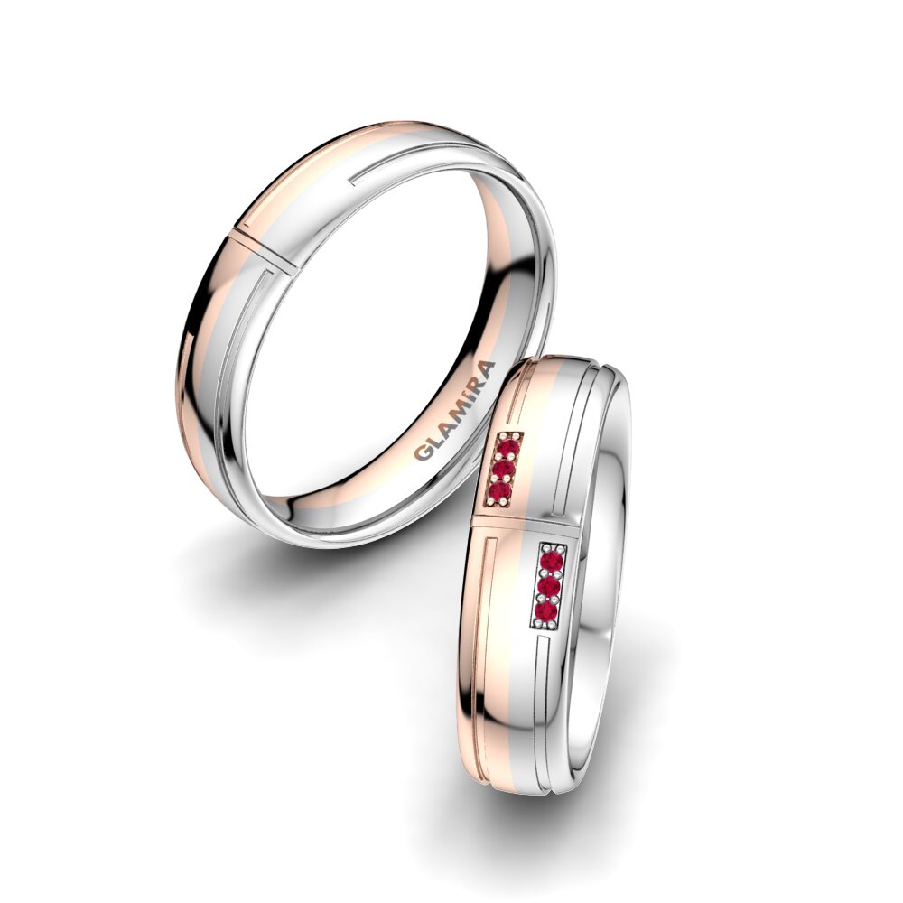 18K Rood & Wit Goud Robijn Trouwring Bright Start 5 mm