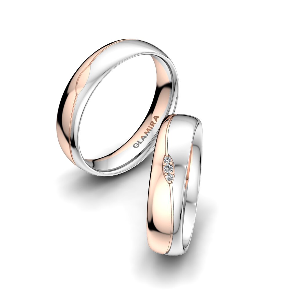 Or Rose& Blanc 18k Zircone Bague de Mariage Bright Touch 5 mm