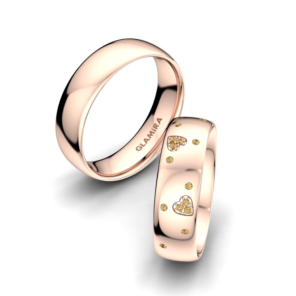 18k Oro Rosa Diamante Marrón Anillo de boda Brilliant Love 6 mm