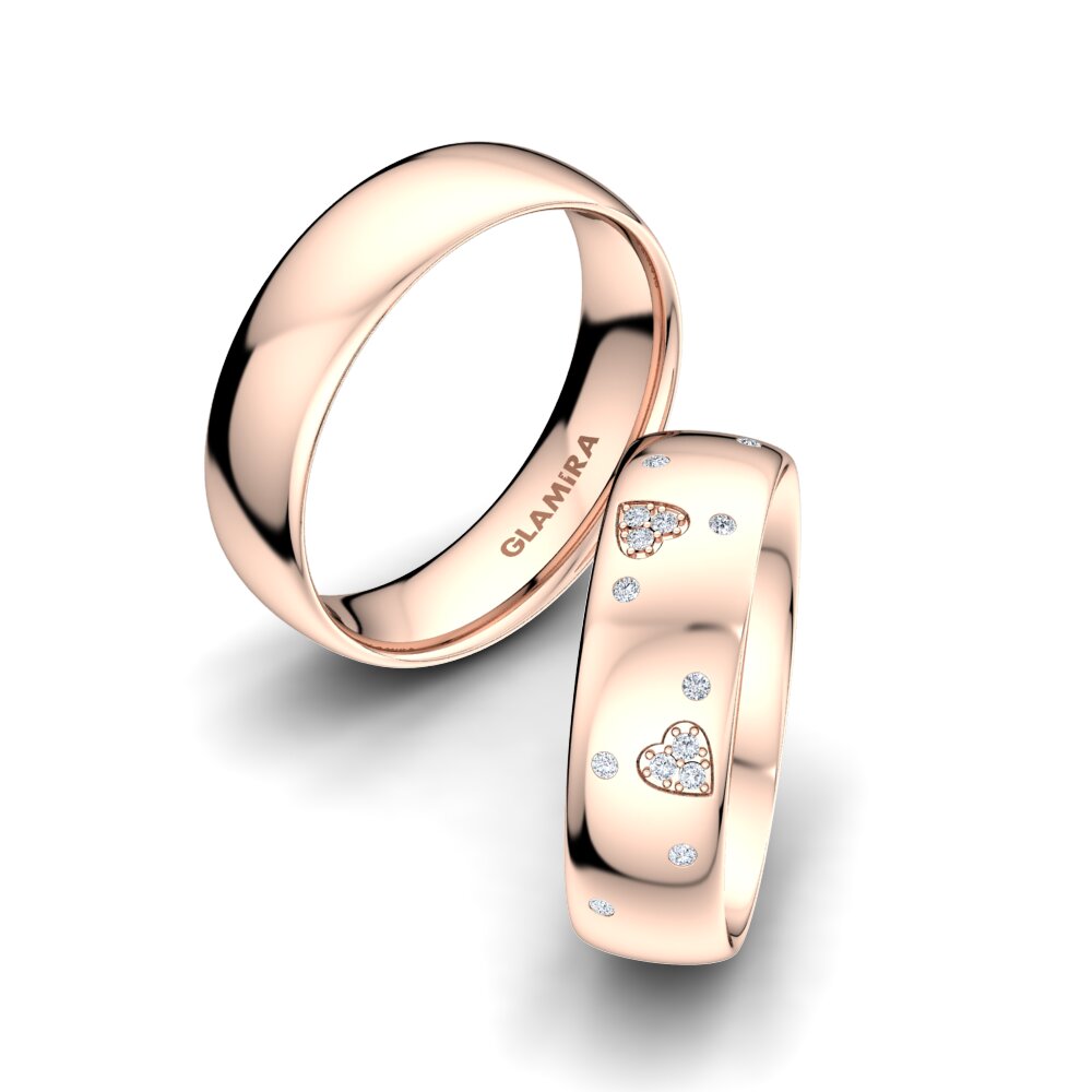 18k Oro Rosa Diamante Anillo de boda Brilliant Love 6 mm