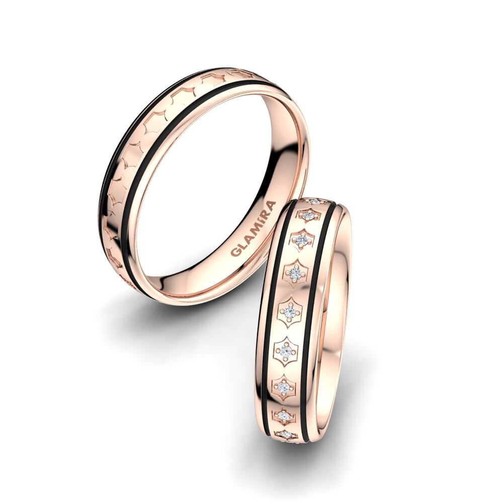 Or rose 14k Diamant Bague de Mariage Mystic Glam 5 mm