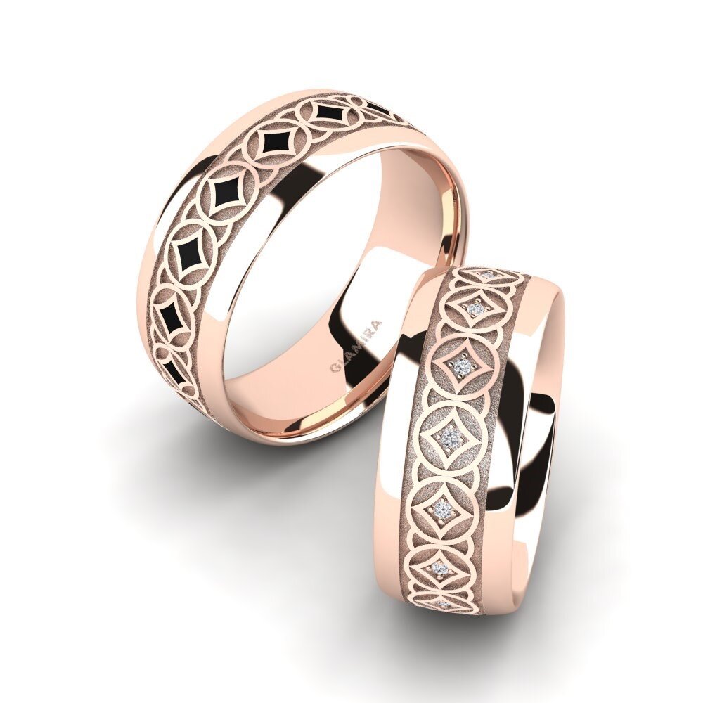 Or rose 14k Diamant Bague de Mariage Exotic Shine 8 mm