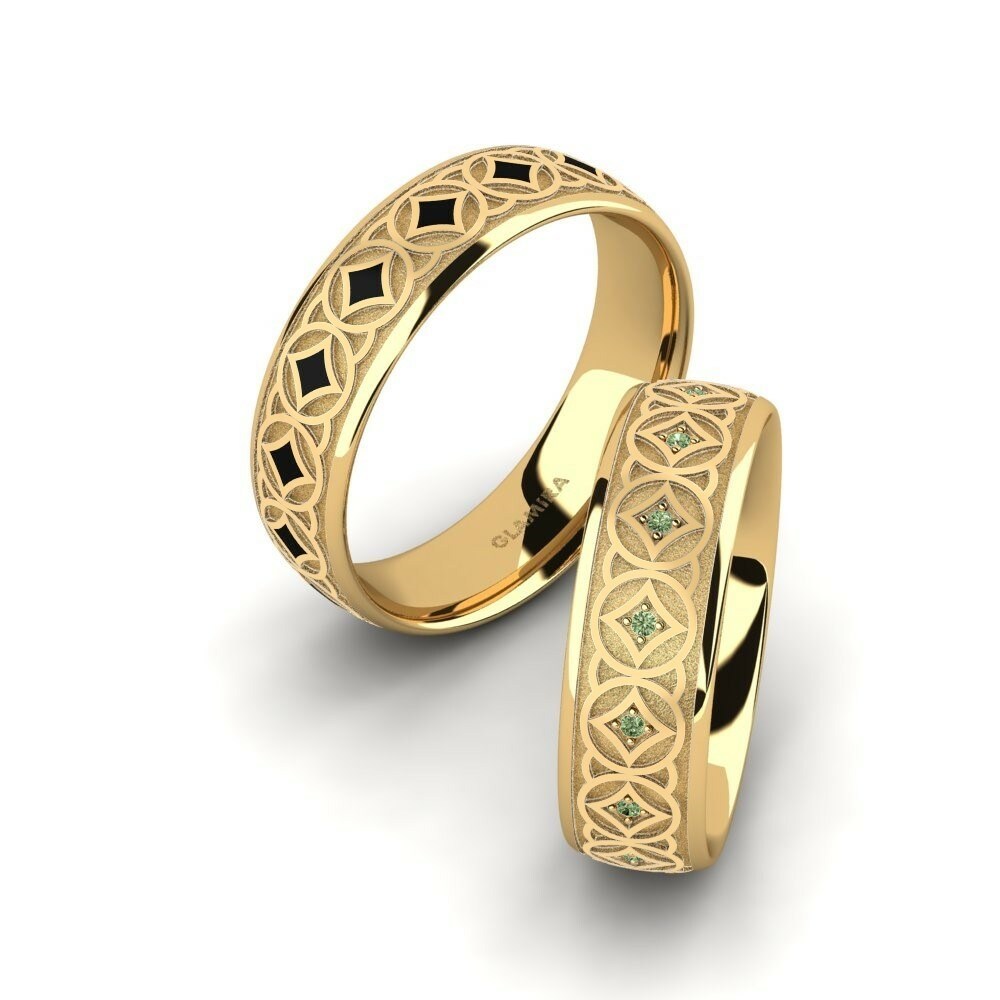 Green Diamond Wedding Ring Exotic Shine 6 mm