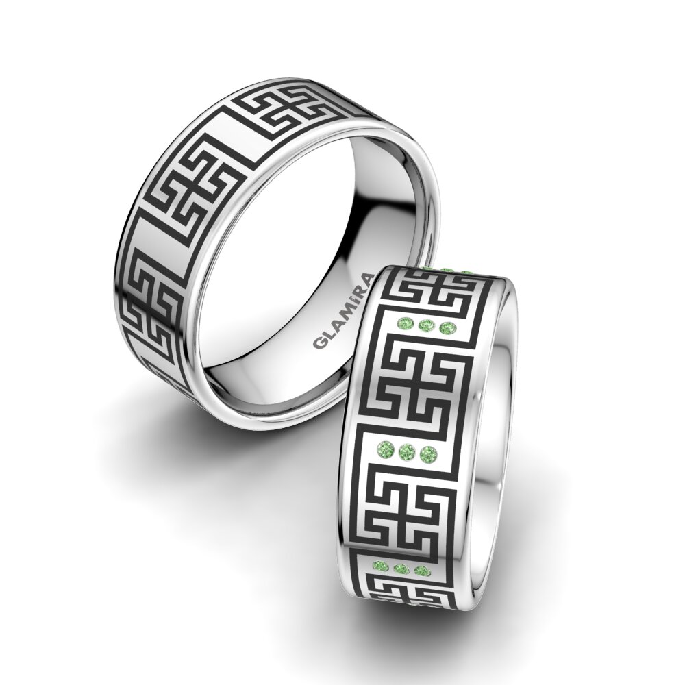 Diamante Verde Anillo de boda Exotic Love 8 mm