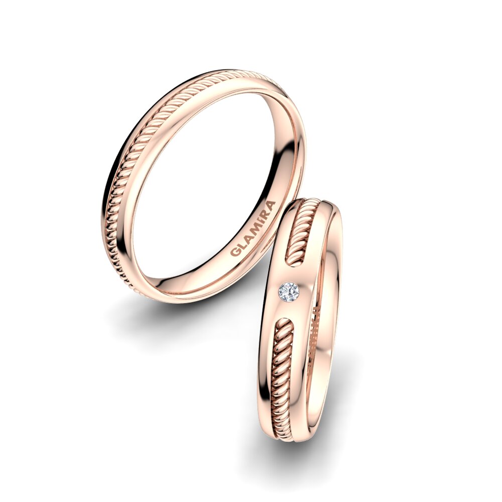 Or rose 14k Diamant Bague de Mariage Exciting Light 4 mm