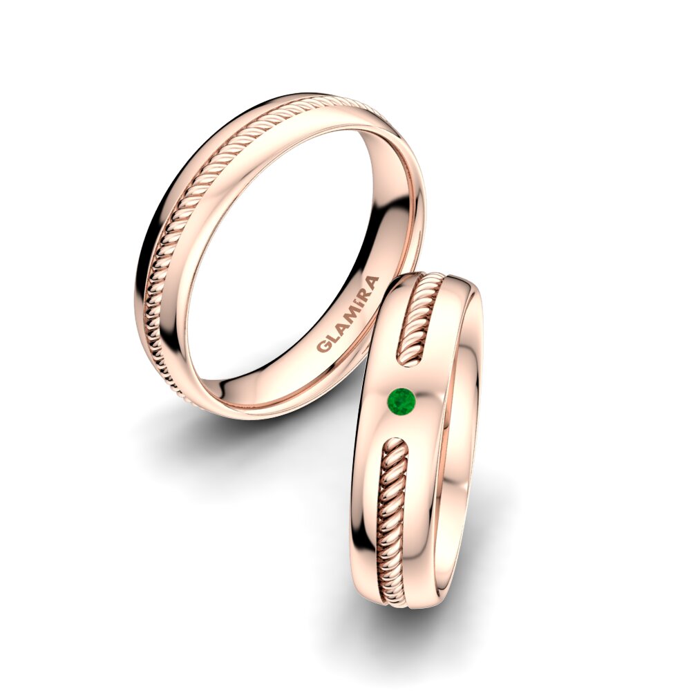 Or Rose18k Émeraude Bague de Mariage Exciting Light 5 mm