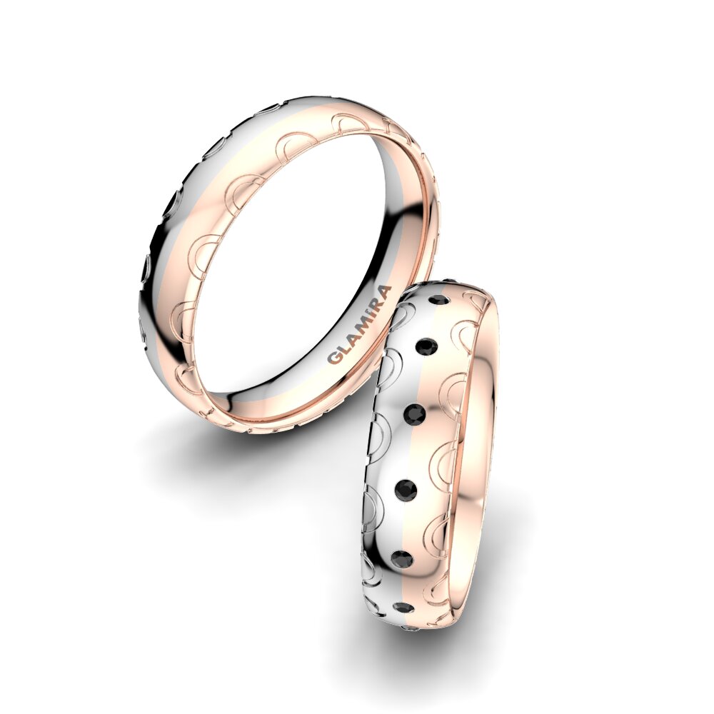 white_red-375 Safira negra Anel de Casamento Florid Dream 5 mm
