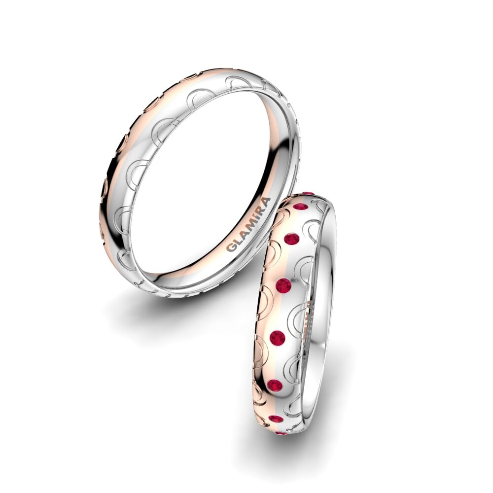 18K Rood & Wit Goud Robijn Trouwring Florid Dream 4 mm