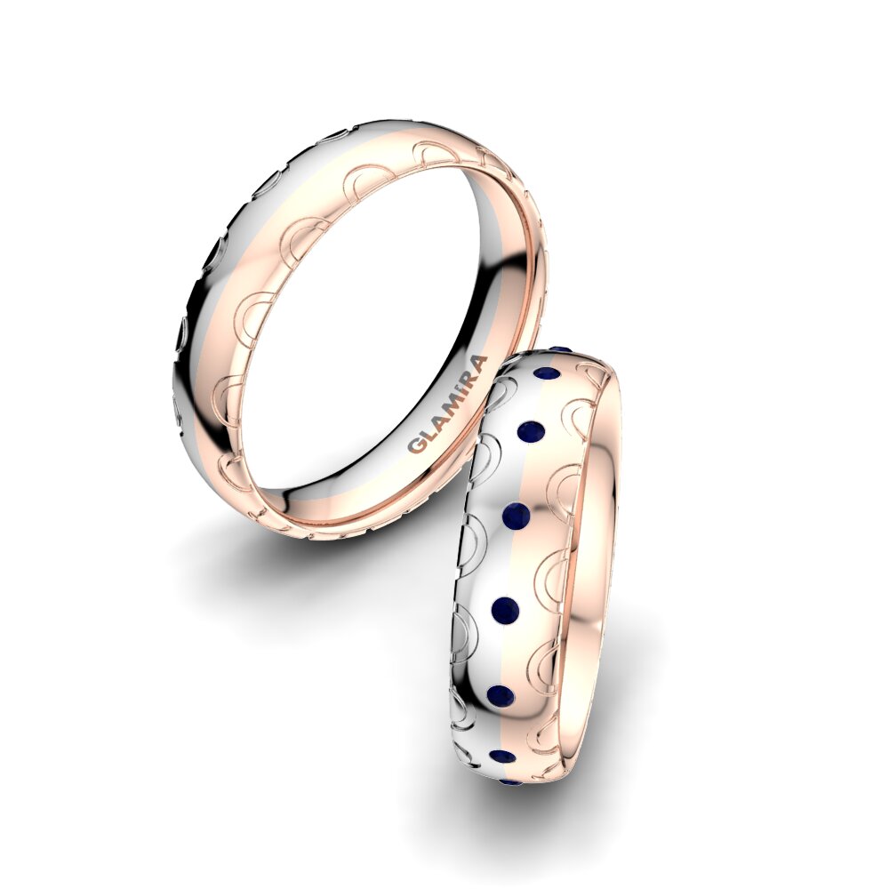 9k Oro Blanco & Rosa Zafiro Anillo de boda Florid Dream 5 mm