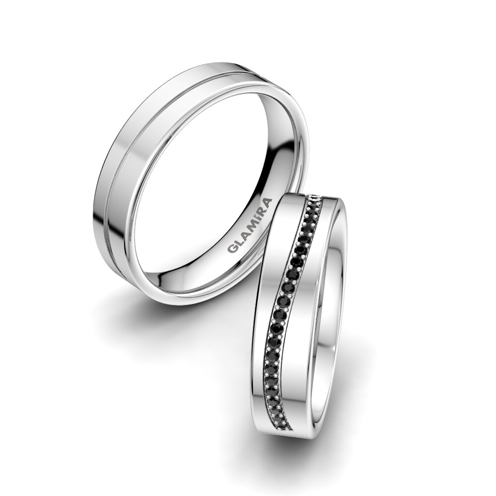 Ónix Negro Anillo de boda Charming Noble 5 mm