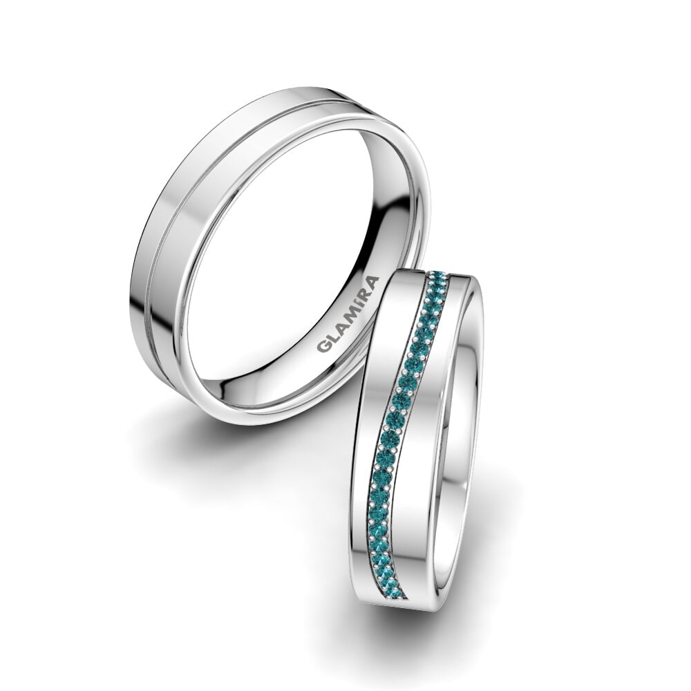 Diamante Azul Anillo de boda Charming Noble 5 mm