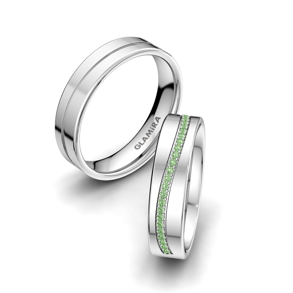 Diamante Verde Anillo de boda Charming Noble 5 mm