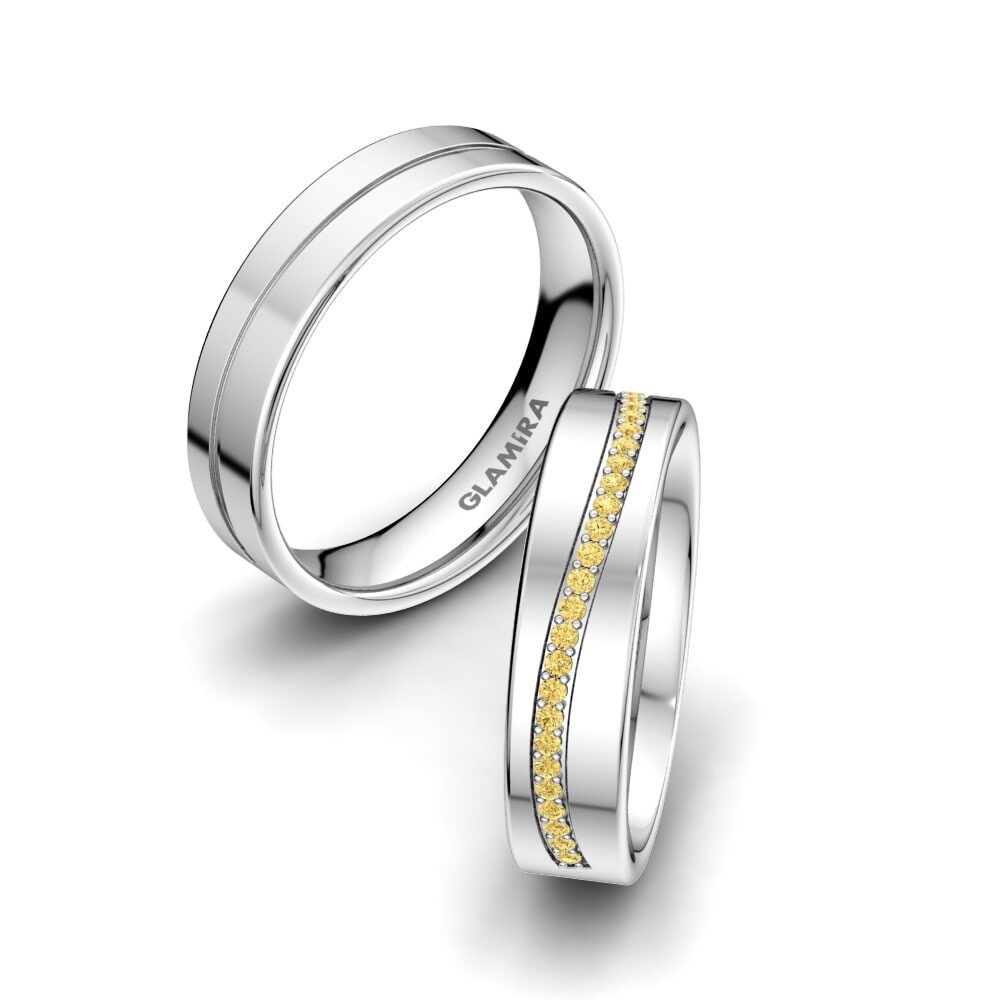 Diamante Amarillo Anillo de boda Charming Noble 5 mm