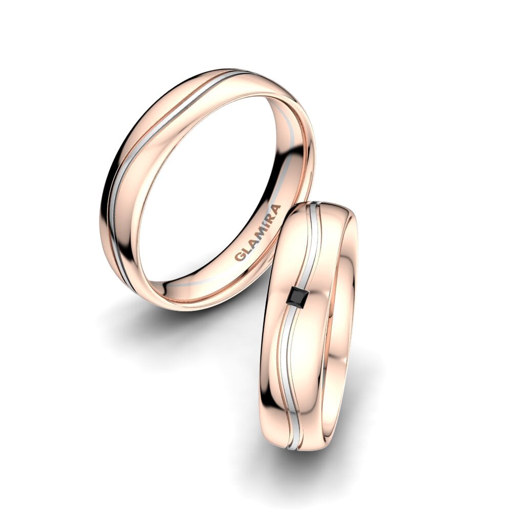 18K Rood & Wit Goud Zwarte Diamant Trouwring Alluring Fusion 5 mm
