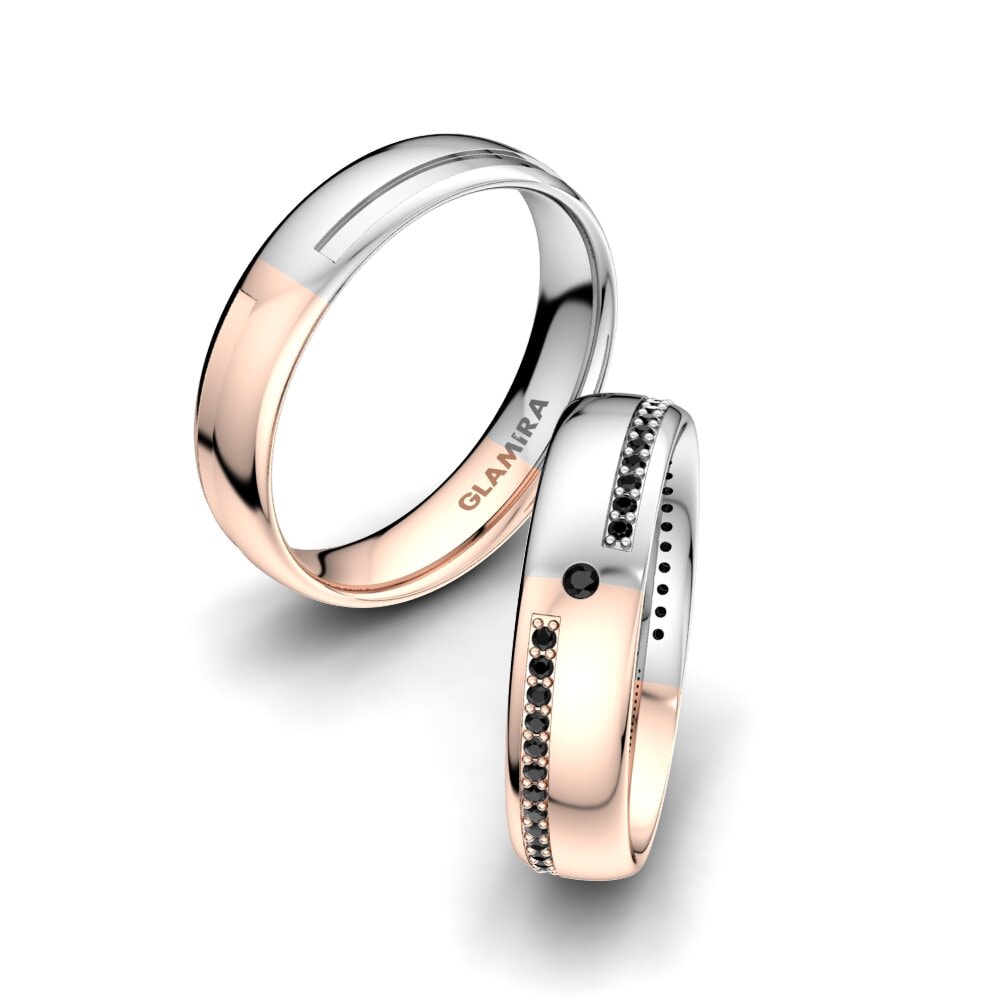 Vermelho & Branco-18K Safira negra Anel de Casamento Elegant Choice 5 mm