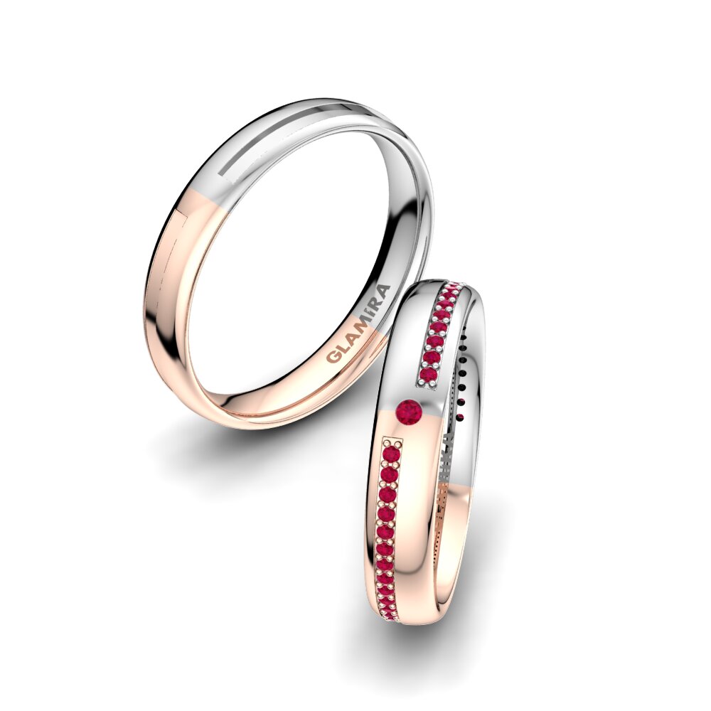 18K Rood & Wit Goud Robijn Trouwring Elegant Choice 4 mm