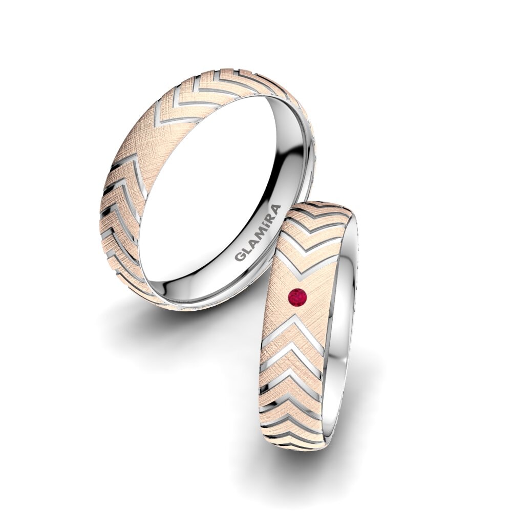18K Rood & Wit Goud Robijn Trouwring Universe Union 5 mm