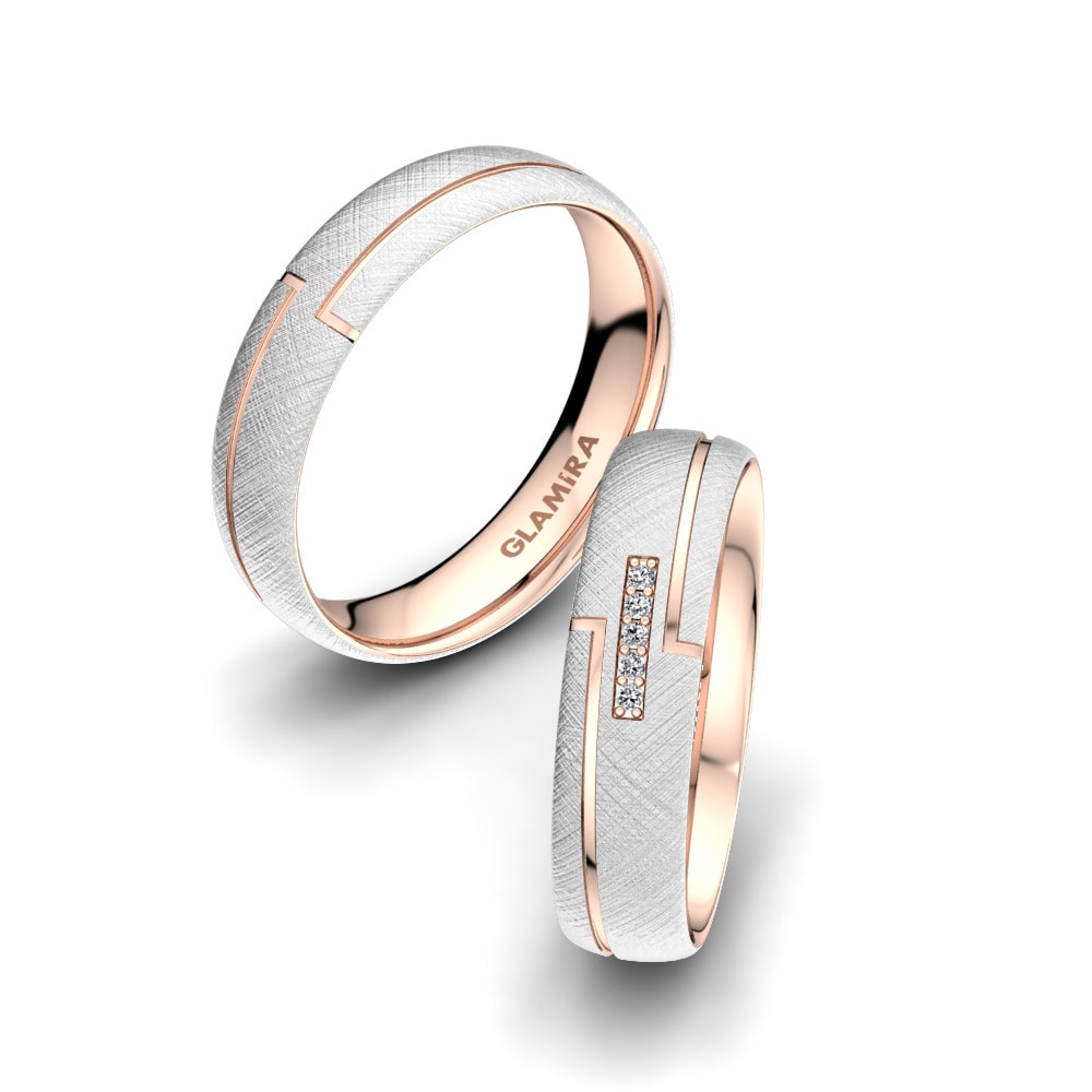 9k White & Rose Gold Wedding Ring Charming Fever 5 mm