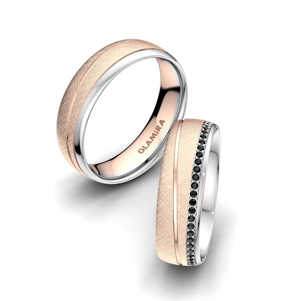 9k Oro Rosa & Blanco Zafiro negro Anillo de boda Glamour Wish 6 mm