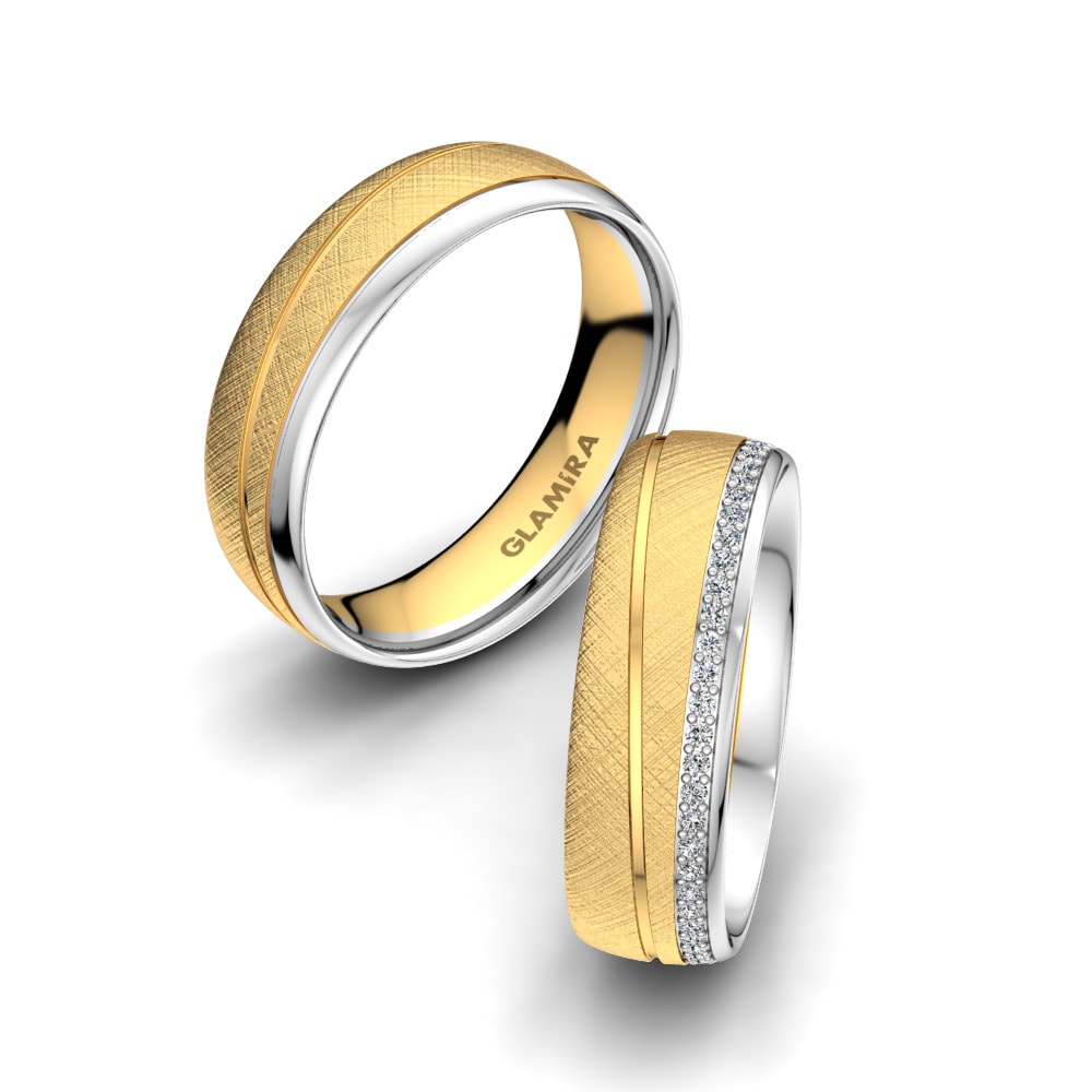 14k Yellow & White Gold Wedding Ring Glamour Wish 6 mm