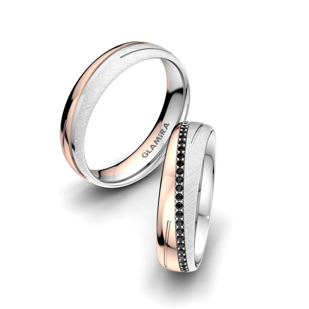 white_red-375 Safira negra Anel de Casamento Glamour Star 5 mm