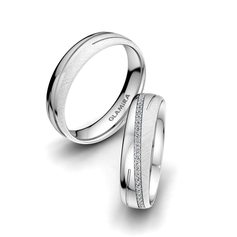 Memoire Wedding Rings Glamour Star 5 mm 950 Platinum Zirconia