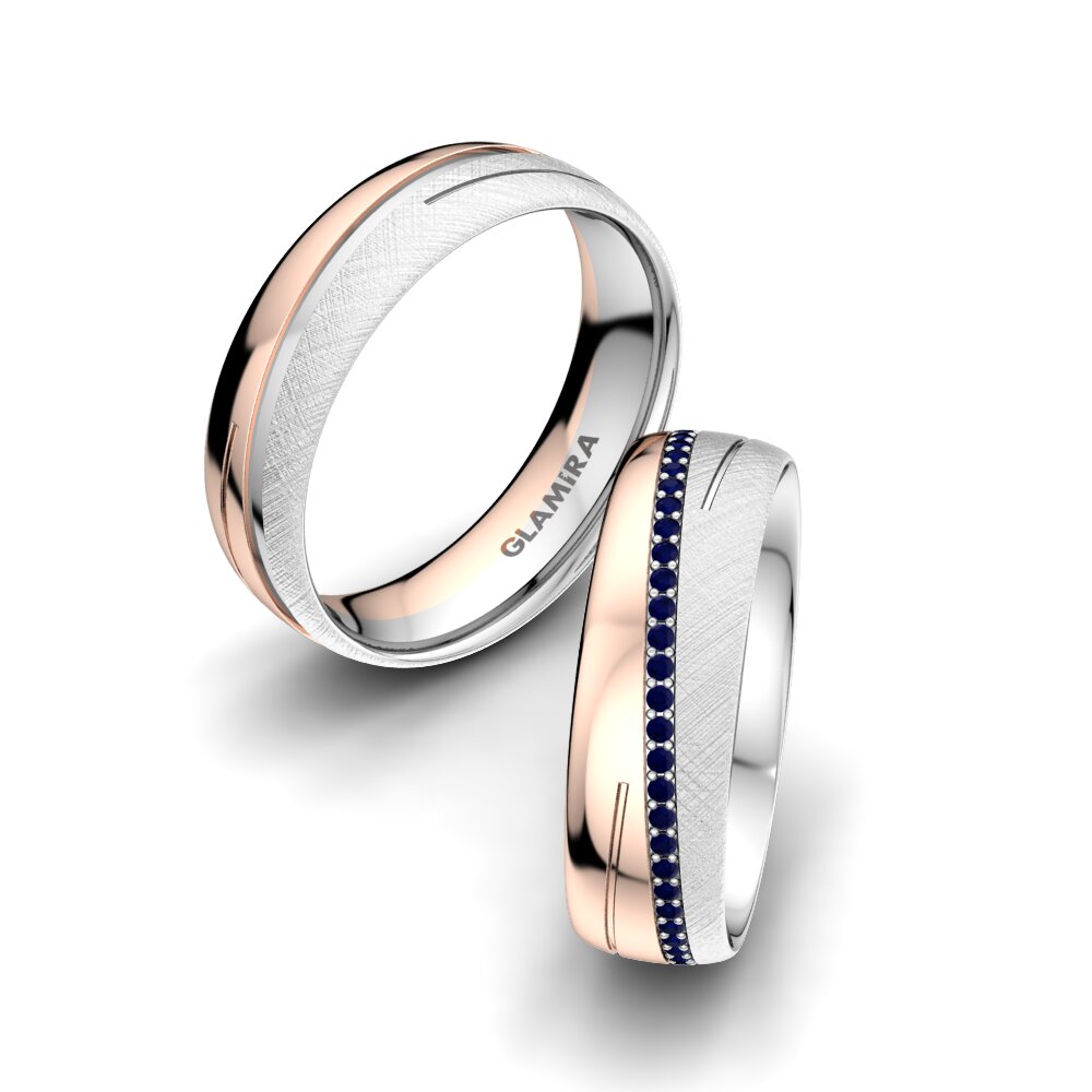 9k Oro Blanco & Rosa Zafiro Anillo de boda Glamour Star 6 mm