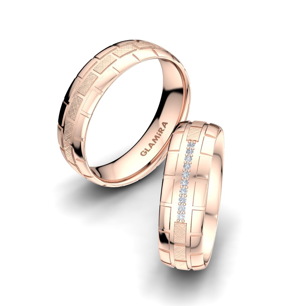Or rose 14k Diamant Bague de Mariage Glamour Queen 6 mm