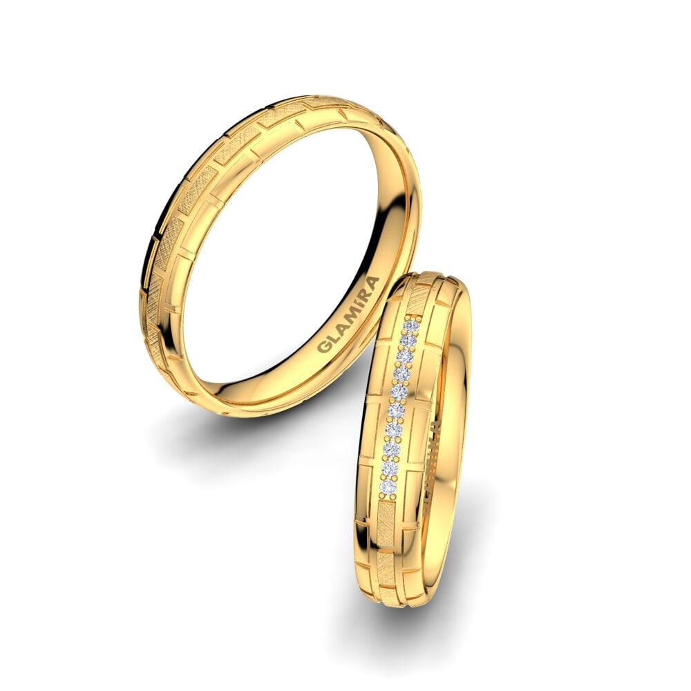 14ct Yellow Gold Diamond Wedding Ring Glamour Queen 4 mm