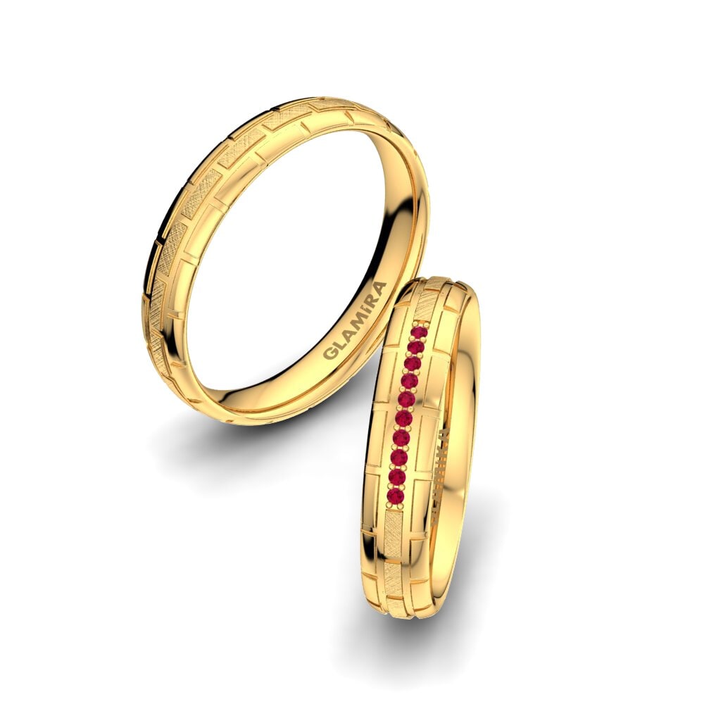 14ct Yellow Gold Ruby Wedding Ring Glamour Queen 4 mm