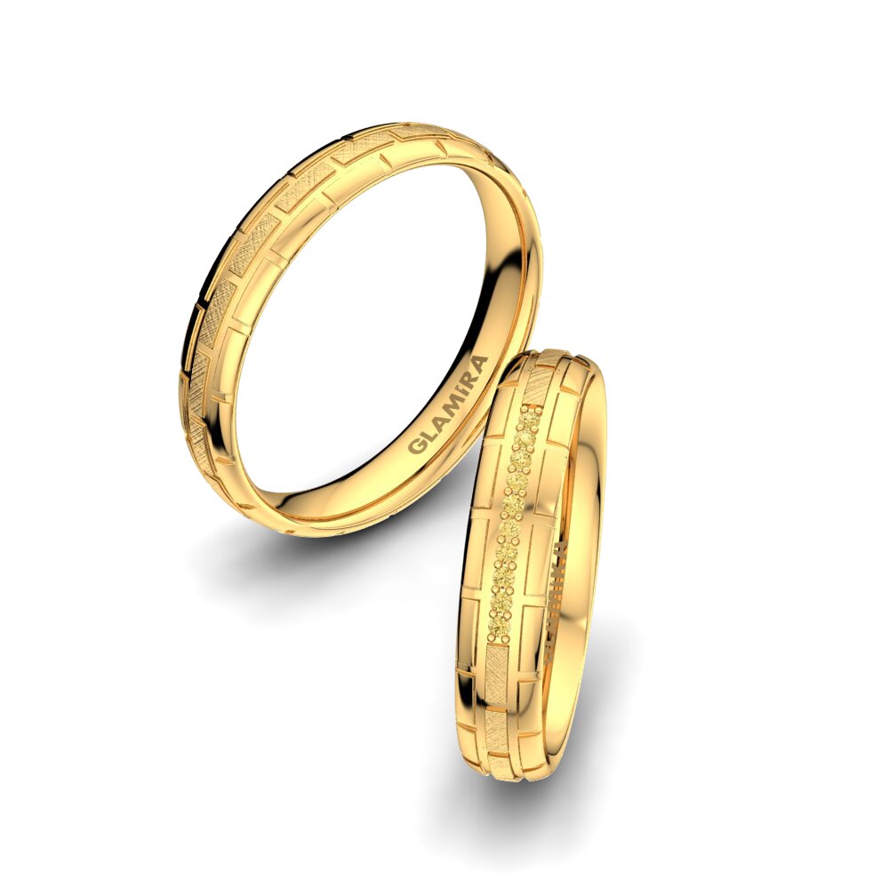 14ct Yellow Gold Yellow Diamond Wedding Ring Glamour Queen 4 mm