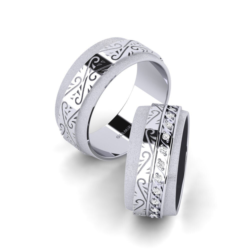 950 Palladium White sapphire Wedding Ring Mystic Winter