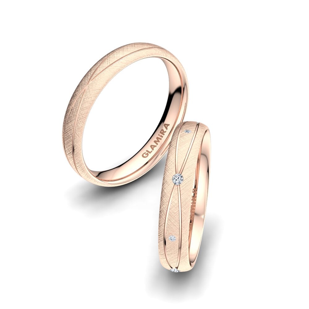 14ct Rose Gold Diamond Wedding Ring Romantic Shape 4 mm