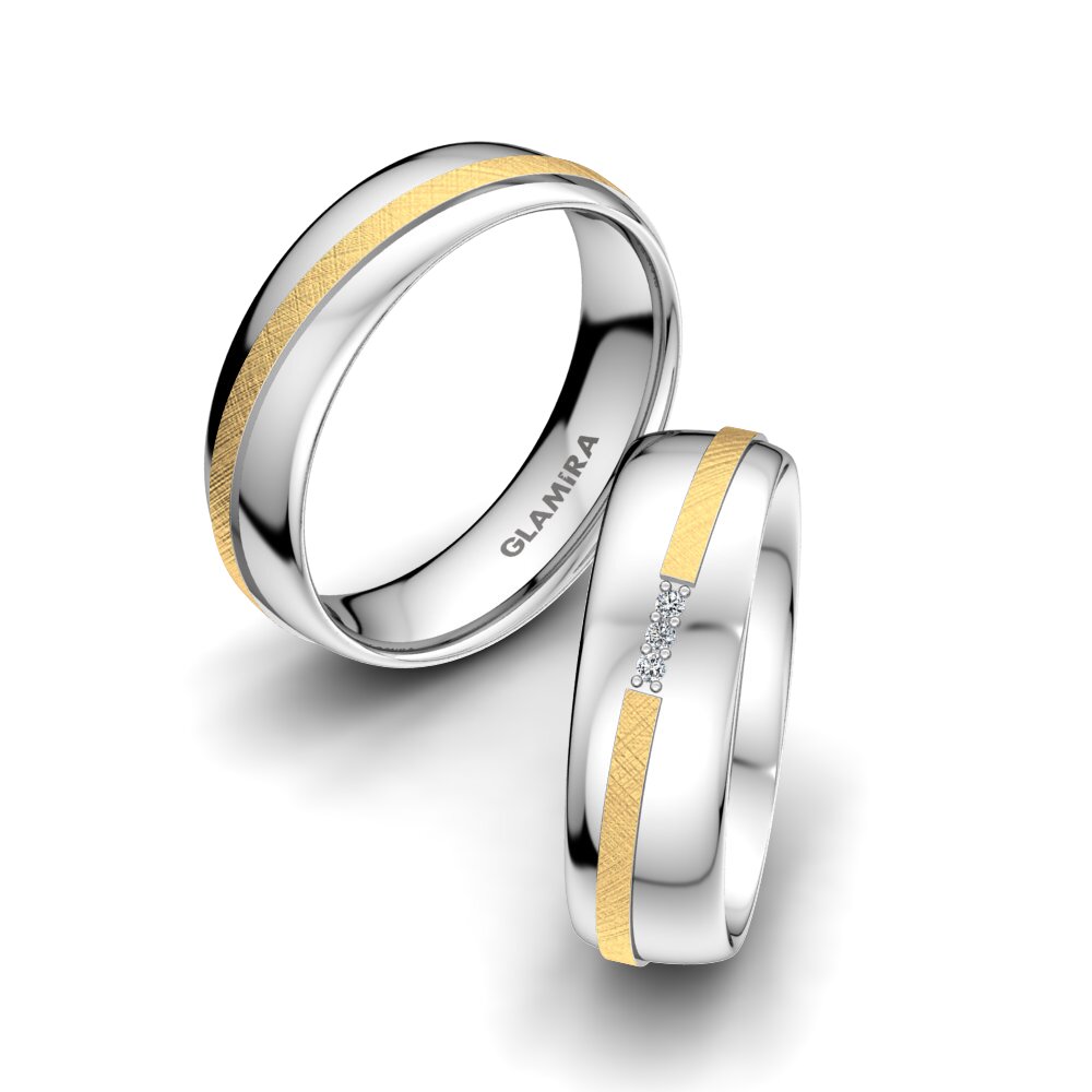 Anillo de boda Romantic Line 6 mm 18k Oro Amarillo & Blanco