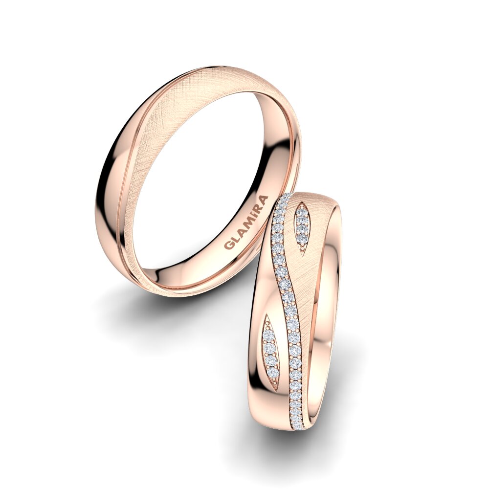 Or rose 14k Diamant Bague de Mariage Sense Tear 5 mm