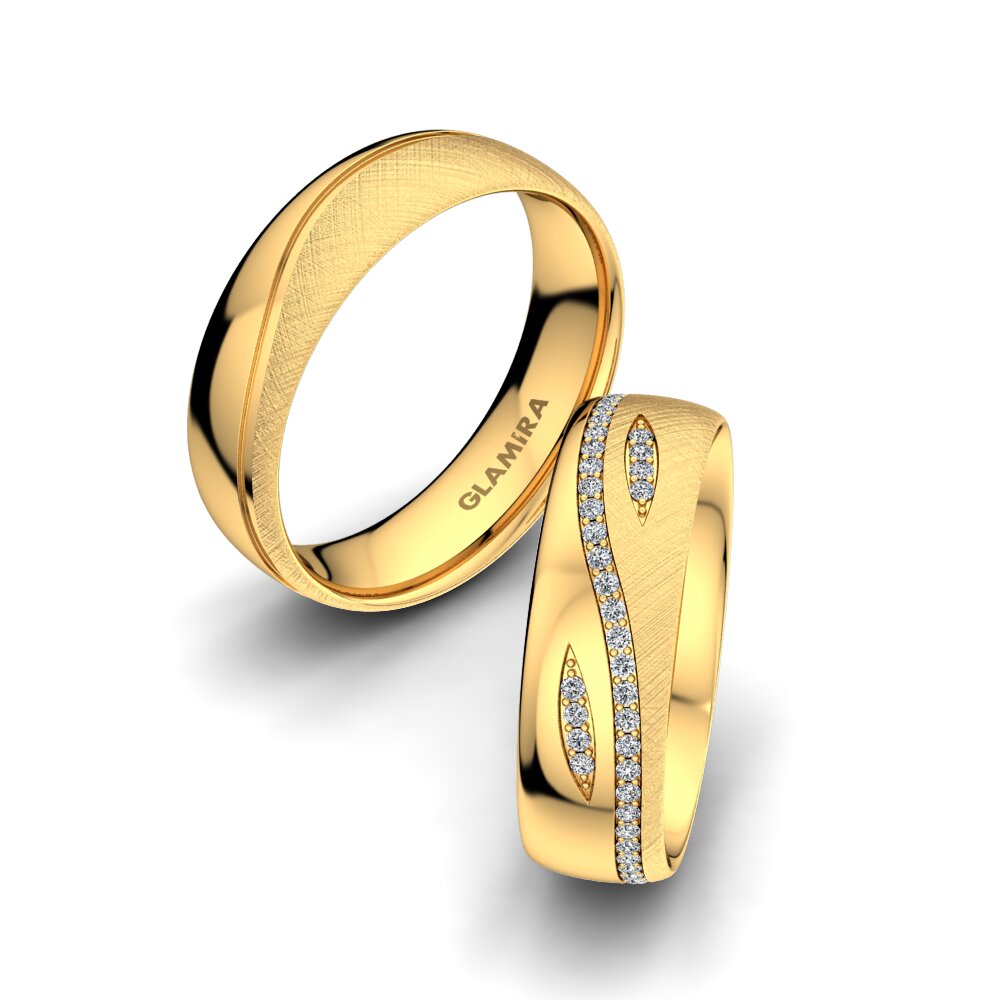 Or Jaune 18k Bague de Mariage Sense Tear 6 mm