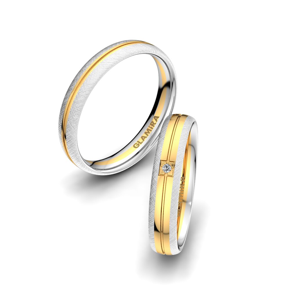 Anillo de boda Sense Beauty 4 mm 9k Oro Blanco / Amarillo