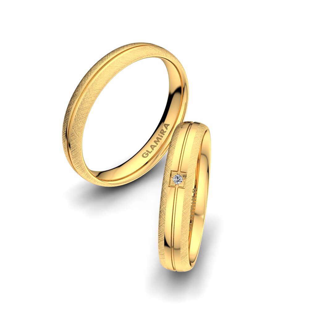 Or Jaune 18k Bague de Mariage Sense Beauty 4 mm